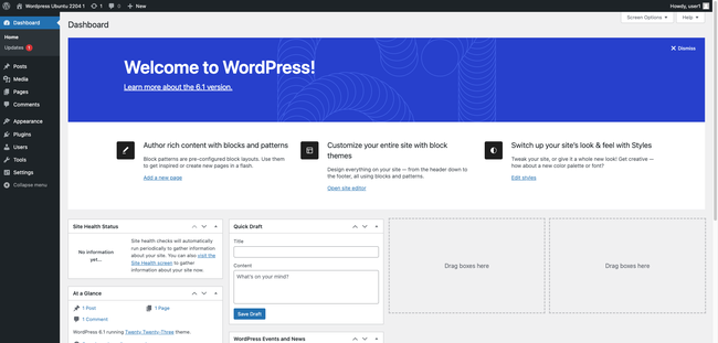 WordPress Dashboard WordPress Dashboard