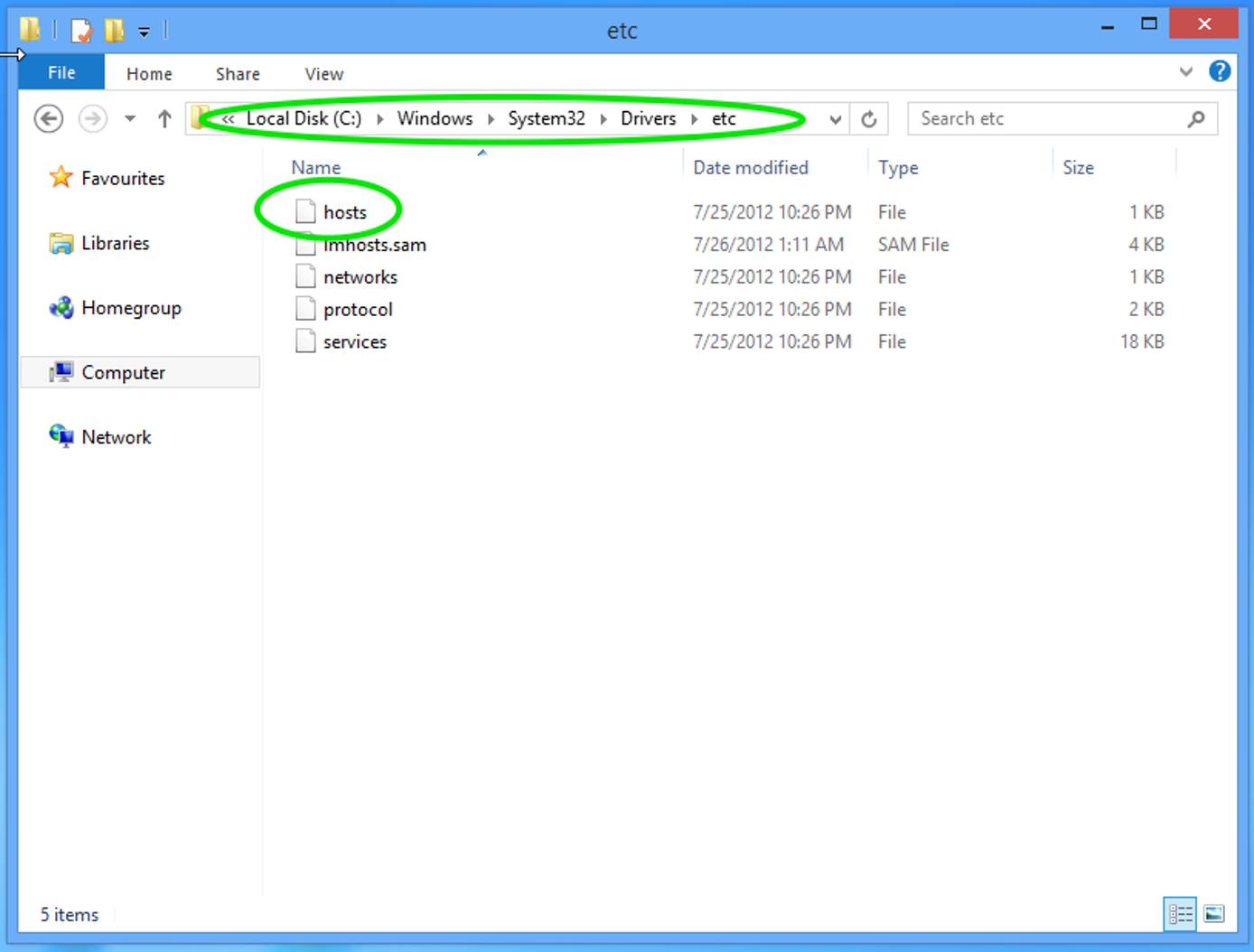 The path to the hosts file in Windows. The path to the hosts file in Windows.